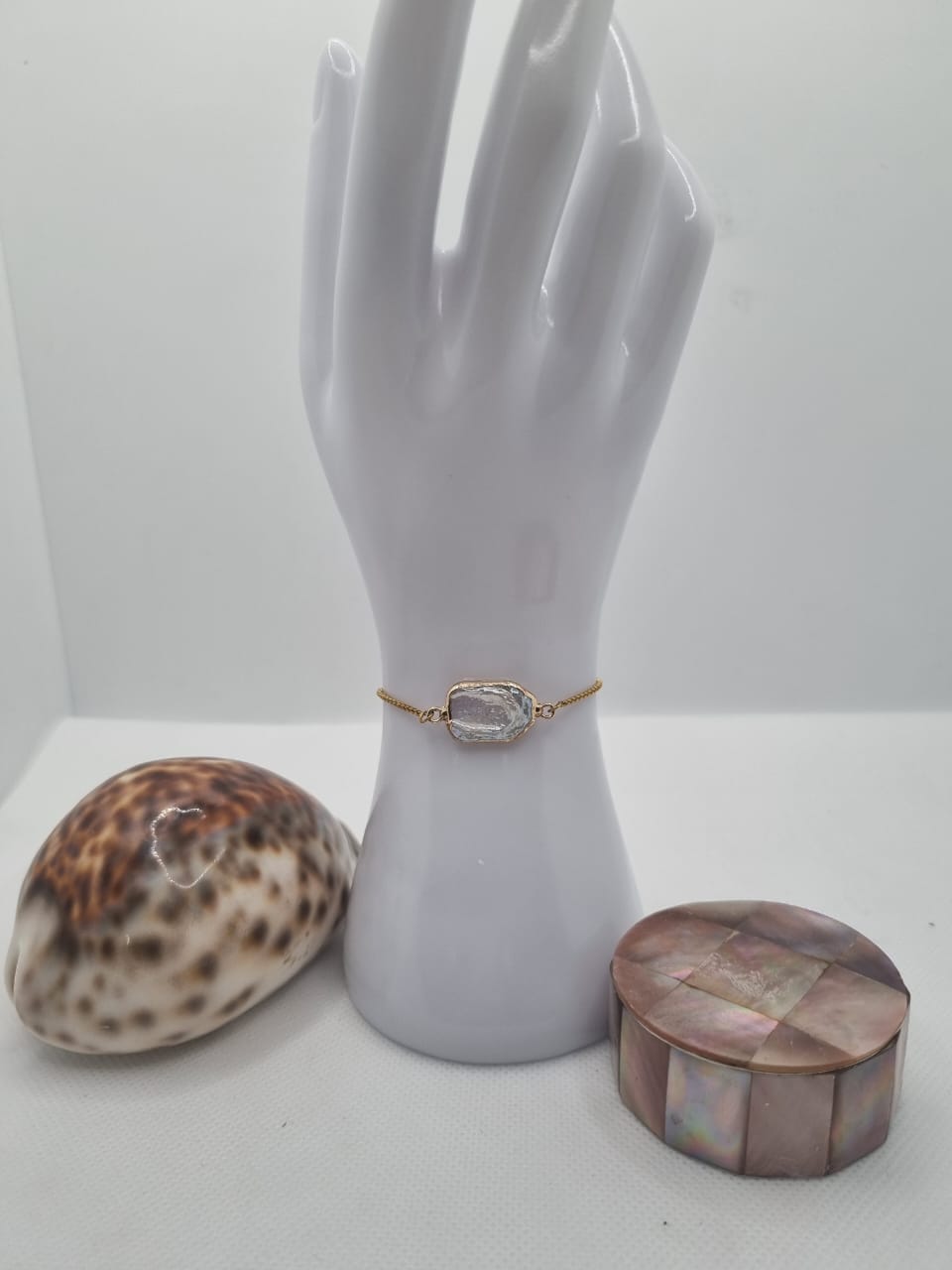 Iridescent Baroque Slice Bracelet