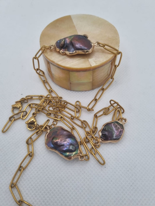 Black Baroque Freshwater Pearl Bracelet