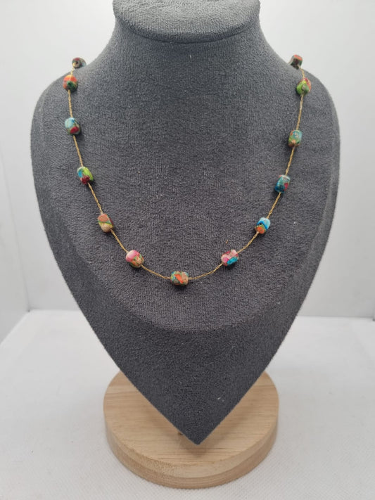 Imitation Jasper Clay Bead Necklace