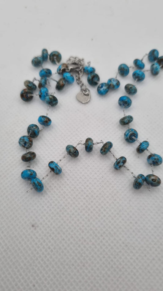 Croatian Blue Clay Bead Necklace