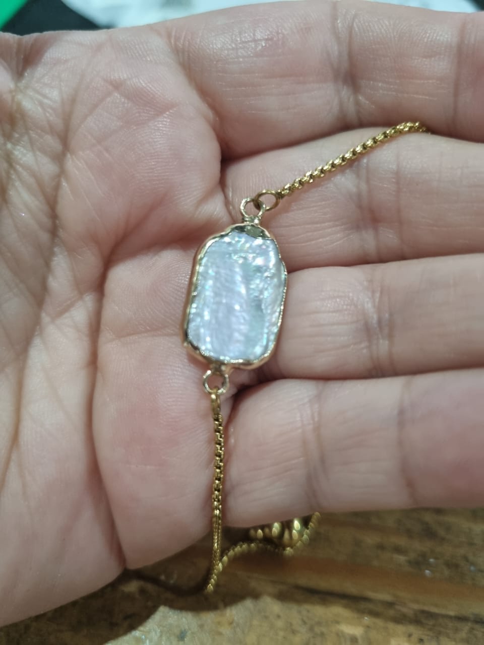 Iridescent Baroque Slice Bracelet